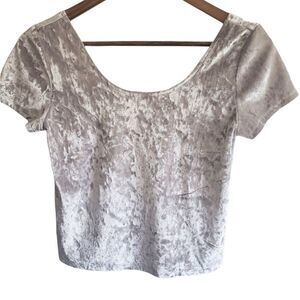 Antistar Silver Velvet Crop Top